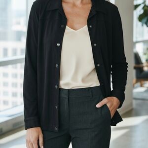 Chico’s Travelers Slinky Travel Top Jacket Size 2 L Made in USA